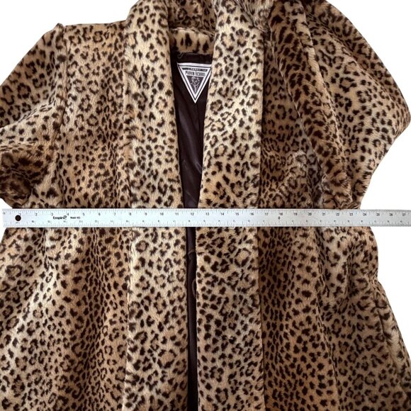 Vintage Marvin Richards Leopard Cheetah Faux Fur Swing Coat Oversized XS USA - Picture 13 of 15